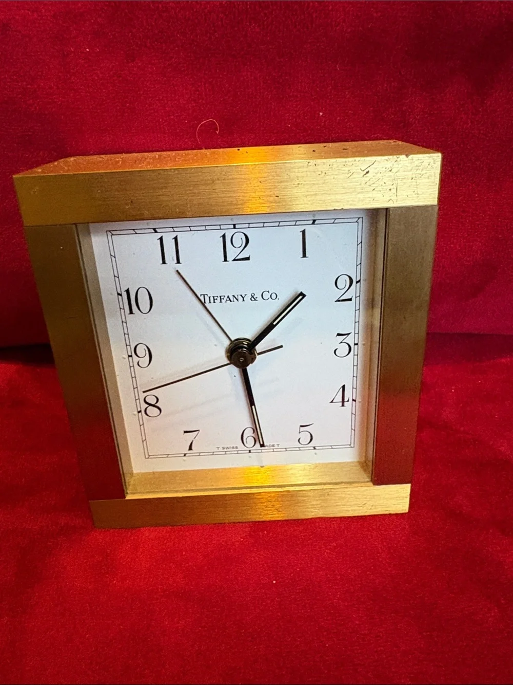 Tiffany & Co. Gold Frame Desk Clock with White Dial